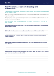 Free Year 4 French Greetings Assessment | BookFlik