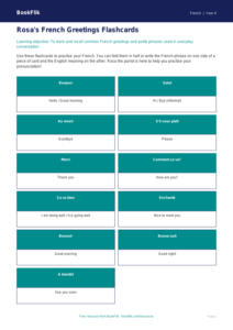 Free Greetings Flashcards for Year 4 French Students | BookFlik