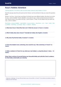 Free Hobbies Track Sheet for Year 4 French Learners | BookFlik