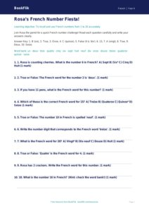 Year 4 French Numbers Quiz | Free Download | BookFlik