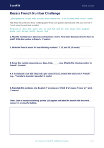 Free French Numbers Worksheet for Year 4 Students | BookFlik