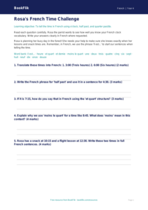 Free Telling The Time Assessment | Year 4 | French | BookFlik