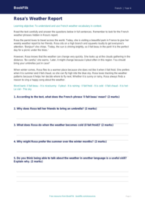 Free Weather Comprehension Activity for Year 4 Students | BookFlik
