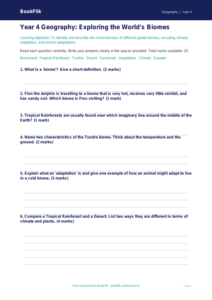 Geography biomes assessment year 4 core