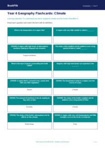 Geography climate flashcards year 4 core