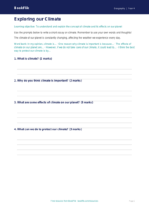Free Climate Writing Frame | Year 4 | Geography | BookFlik