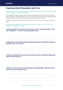 Free Population Writing Frame | Year 4 | Geography | BookFlik
