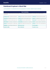 Free Rainforests Word Mat | Year 4 | Geography | BookFlik