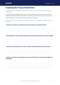 Free Rainforests Writing Frame | Year 4 | Geography | BookFlik