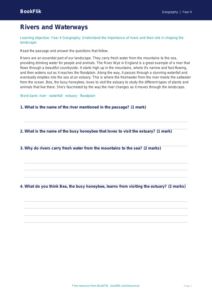 Geography rivers comprehension year 4 core