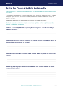 Free Sustainability Writing Frame | Year 4 | Geography | BookFlik