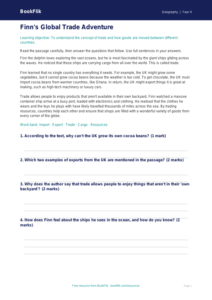 Free Trade Comprehension | Year 4 | Geography | BookFlik
