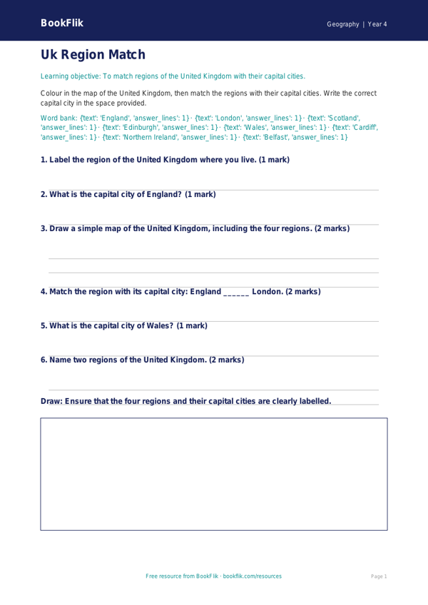 UK Regions Activity Sheet | Year 4 Geography | Australian Curriculum worksheet preview — Geography Uk Regions