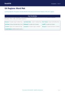 UK Regions Geography Word Mat | Year 4 Australian Curriculum
