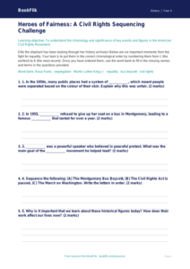 Free Civil Rights Activity Sheet | Year 4 | History | BookFlik