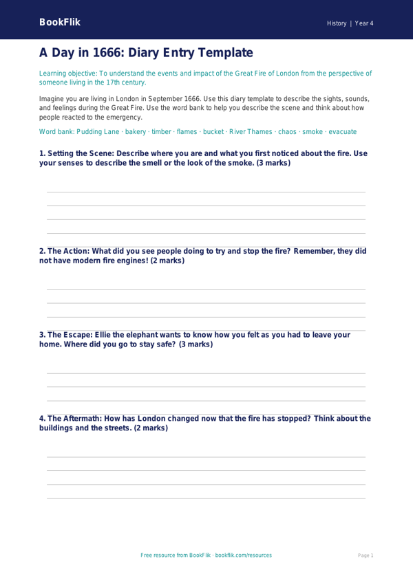 History great fire of london template year 4 core worksheet preview — History Great Fire Of London