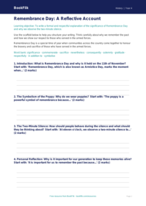 Free Remembrance Day Writing Frame | Year 4 | History | BookFlik