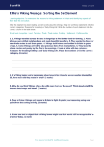 History vikings activity sheet year 4 core
