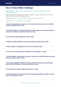 Maths christmas maths quiz year 4 core