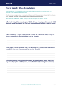 Free Halloween Maths Template | Year 4 | Maths | BookFlik