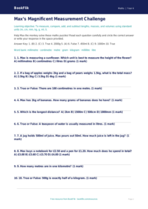 Free Measurement Quiz for Year 4 Maths | BookFlik