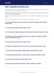 Free Money Quiz for Year 4 Maths | BookFlik