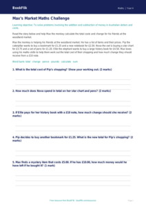 Maths money track sheet year 4 core