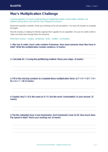 Free Multiplication Assessment | Year 4 | Maths | BookFlik