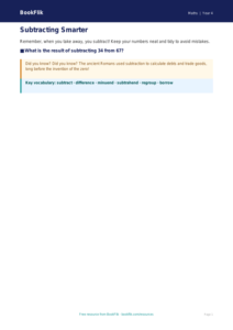 Free Subtraction Poster | Year 4 | Maths | BookFlik