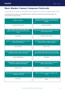 Music composers flashcards year 4 core