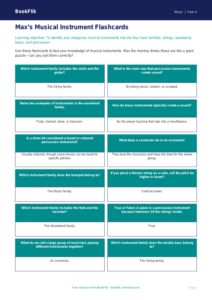 Free Instruments Flashcards | Year 4 | Music | BookFlik