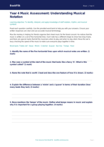 Free Notation Assessment | Year 4 | Music | BookFlik