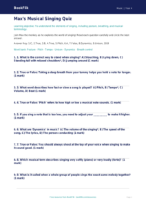 Free Singing Quiz for Year 4 Students | BookFlik Australia