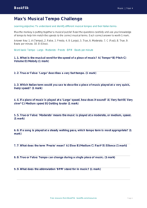 Free Tempo Quiz for Year 4 Music Students | BookFlik
