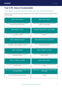 Free Dance Flashcards for Year 4 Students | BookFlik
