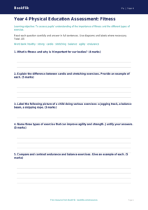 Free Fitness Assessment | Year 4 Physical Education | BookFlik