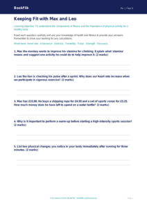 Free Fitness Worksheet for Year 4 Physical Education | BookFlik