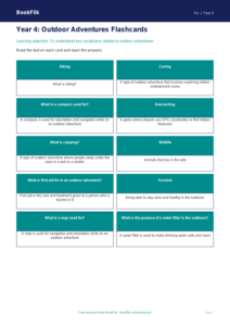 Free Outdoor Adventures Flashcards | Year 4 | Physical Education | BookFlik