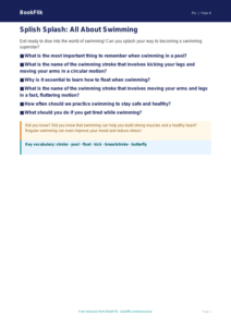 Free Swimming Poster | Year 4 Physical Education | BookFlik