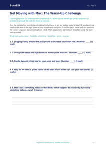 Free Warm Up Activity Sheet for Year 4 Physical Education | BookFlik