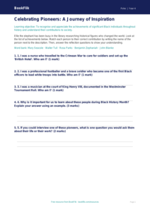 Free Black History Month Activity Sheet | Year 4 | HASS / Personal Development | BookFlik