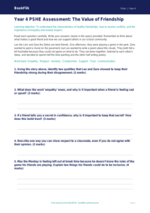 Free Friendship Assessment | Year 4 | HASS / Personal Development | BookFlik