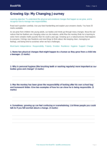 Free Growing Up Assessment | Year 4 | HASS / Personal Development | BookFlik
