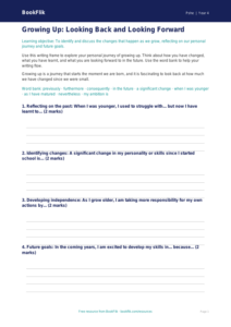 Free Growing Up Writing Frame | Year 4 | HASS / Personal Development | BookFlik