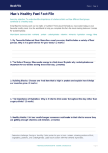 Healthy Eating Template for Year 4 | Australian Curriculum Resource