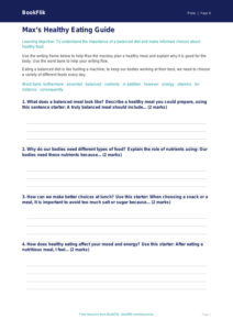 Free Healthy Eating Writing Frame | Year 4 | HASS / Personal Development | BookFlik