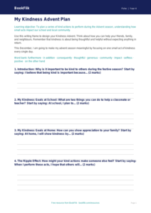 Free Kindness Advent Writing Frame | Year 4 | HASS / Personal Development | BookFlik