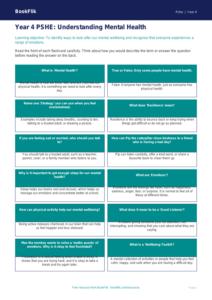 Free Mental Health Flashcards for Year 4 Students | BookFlik