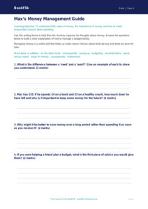 Free Money Writing Frame | Year 4 | HASS / Personal Development | BookFlik