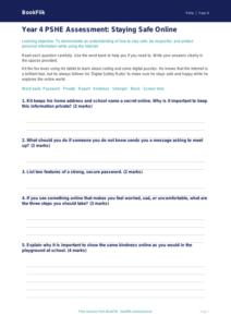 Online Safety Assessment Year 4 | HASS & Personal Development | BookFlik